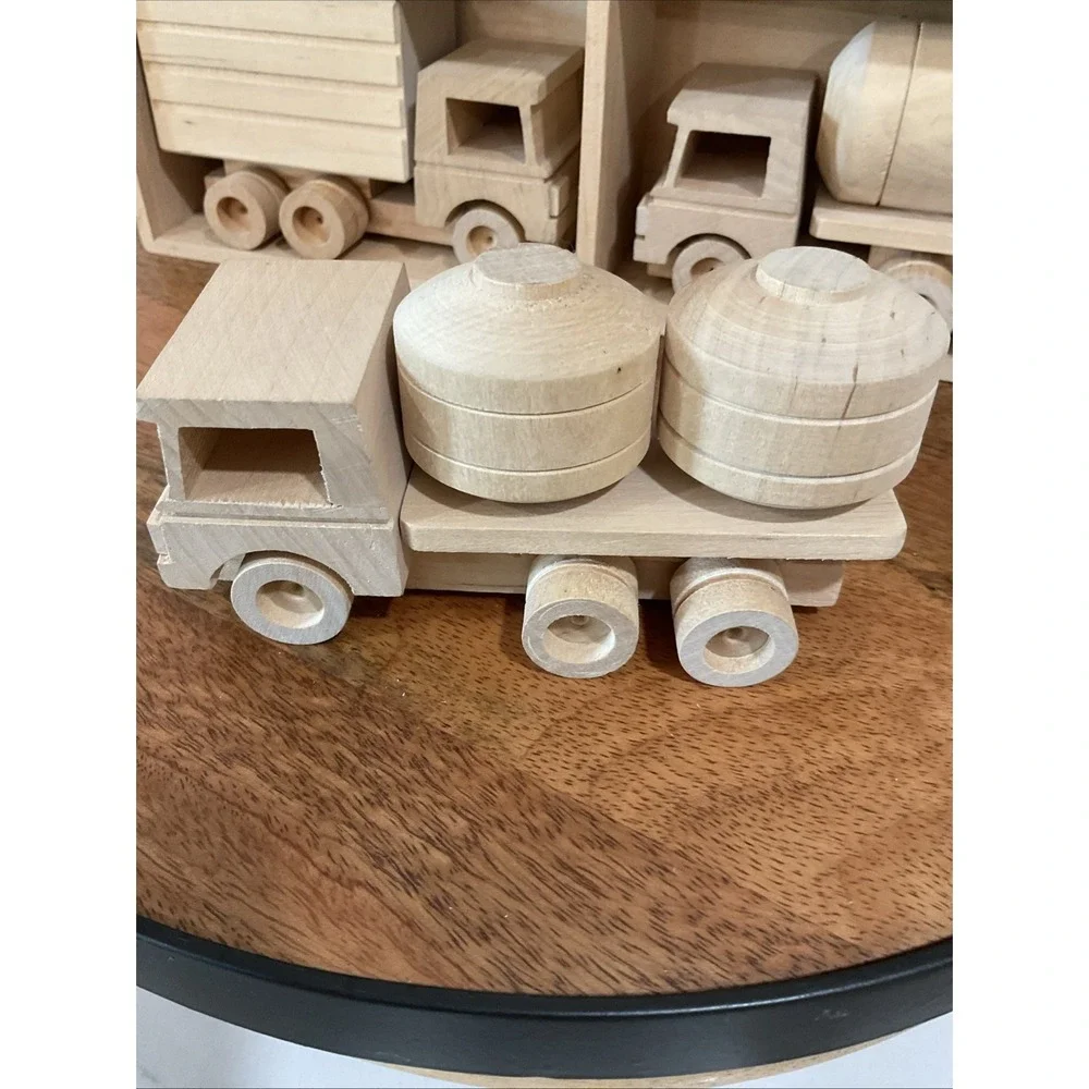 Handmade Vintage Wooden Truck set of 4 Trucks Cargo Display Decor Play Paint